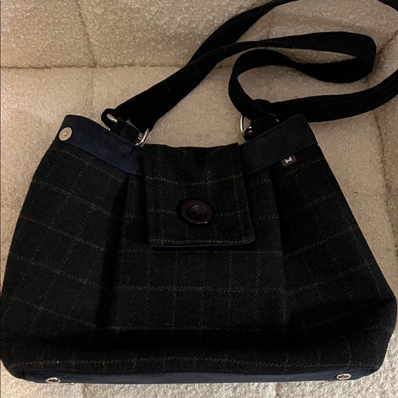 Unique Dark Navy Blue Plaid Women's Shoulder Bag - Picture 7 of 11